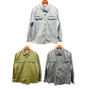 Wrangler Shirt Button Down Workwear Men's Large Green Blue Casual Lot of 3